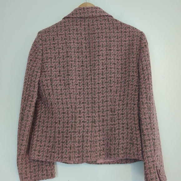 Ann Taylor Blazer Women's 8P Pink Tweed Y2K Clueless Chic Button - Picture 2 of 9